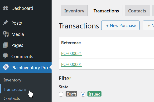 List current transactions