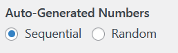 Sequential or randorm digits for purchase order numbers.