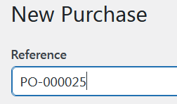 Change the purchase order manually in the new purchase order form.